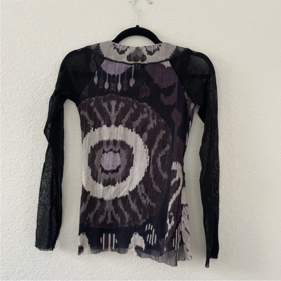 NWT Vintage 90’s Fuzzi by Jean Paul Gaultier Mesh Gauze Ikat Top - Picture 4 of 7